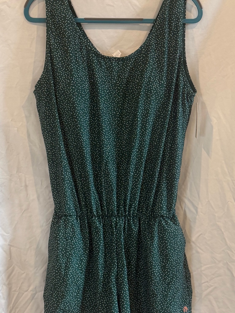 Dark Green Polka Dot One-Piece Swimsuit with Scoop Neck